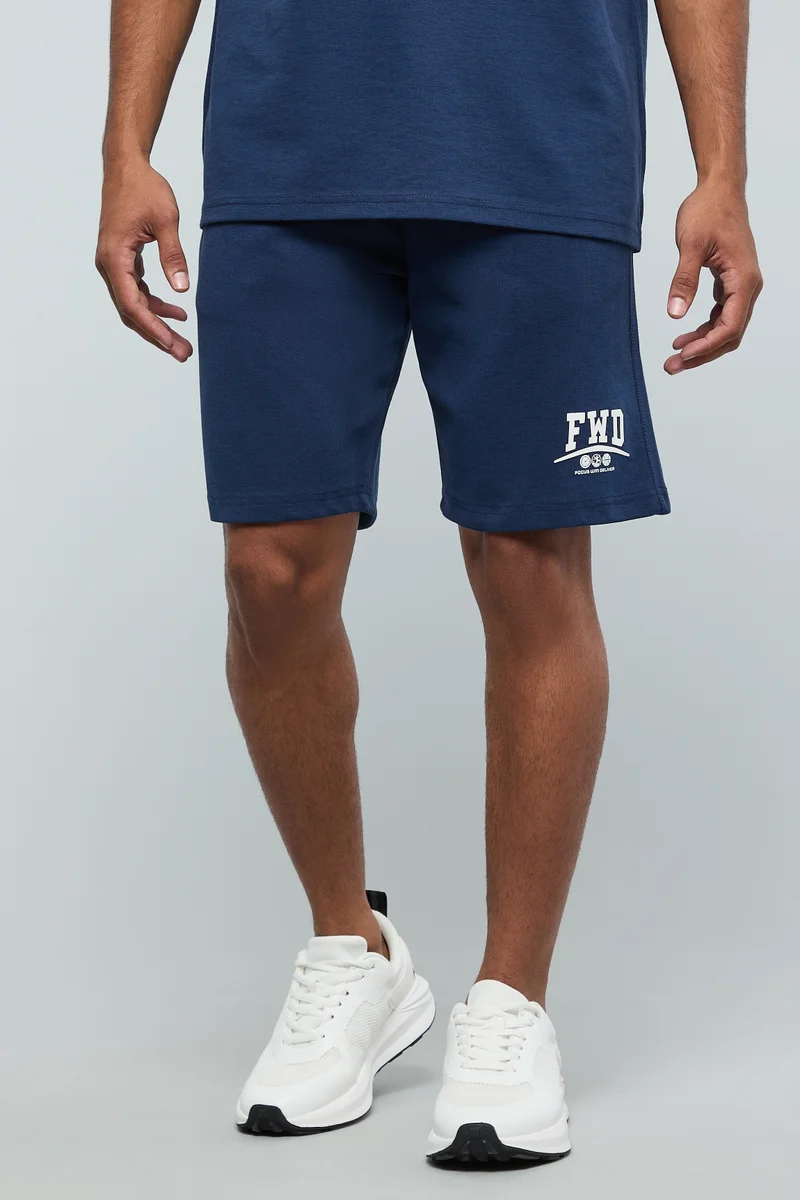 أر أند بي Print Detail Shorts with Drawstring Waist