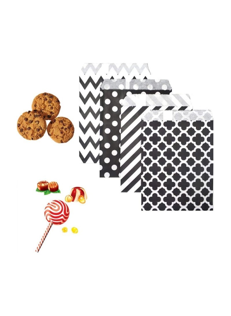 Candy Paper Bag, Disposable Party Kraft Cookie Snack Gift 100 Pcs Small Treat Bags for Buffet, Biodegradable Graduation Favor (Black, 5 X 7)