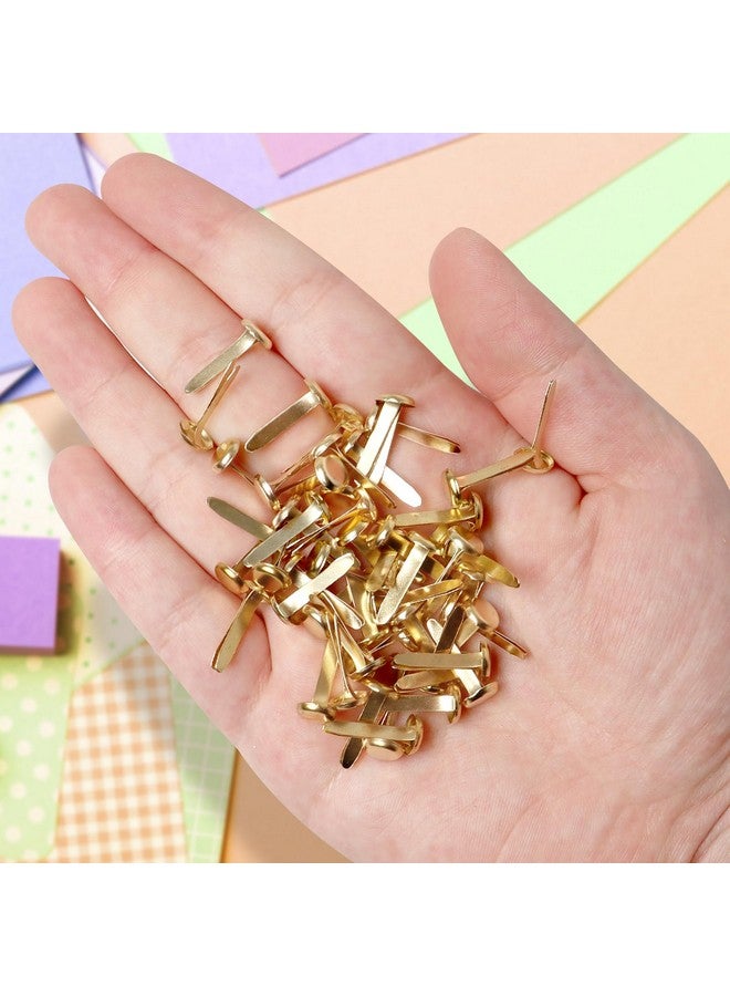Hapy Shop Paper Fasteners,Medium 3/4-Inch Brass Plated Scrapbooking Brads Round Metal Brads For Crafts Making Diy,300 Pack - Image 2
