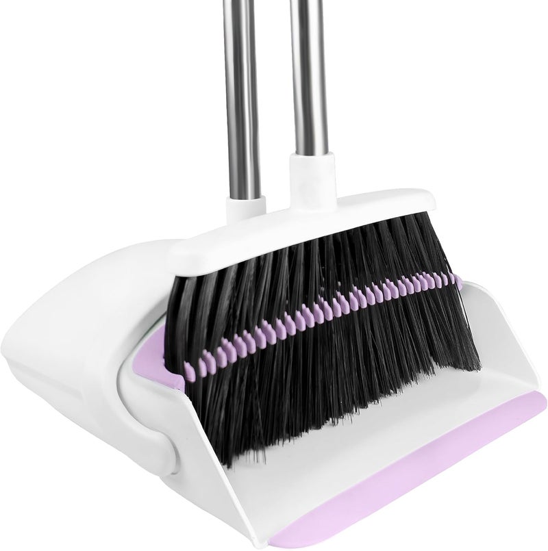 BSKLIN Broom with Dustpan Combo Set for Home 54-in Long Adjustable Handle Angle Broom and Dustpan Set with Dustpan Comb Teeth for Sweeping Pet Hair Food Dirt Kitchen - Image 1