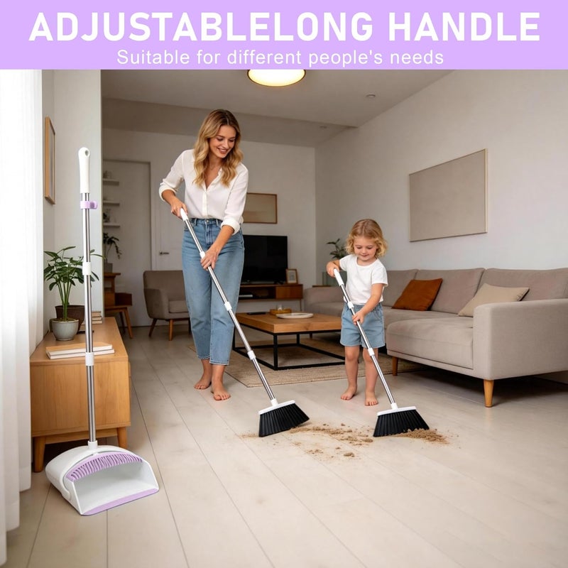 BSKLIN Broom with Dustpan Combo Set for Home 54-in Long Adjustable Handle Angle Broom and Dustpan Set with Dustpan Comb Teeth for Sweeping Pet Hair Food Dirt Kitchen - Image 4