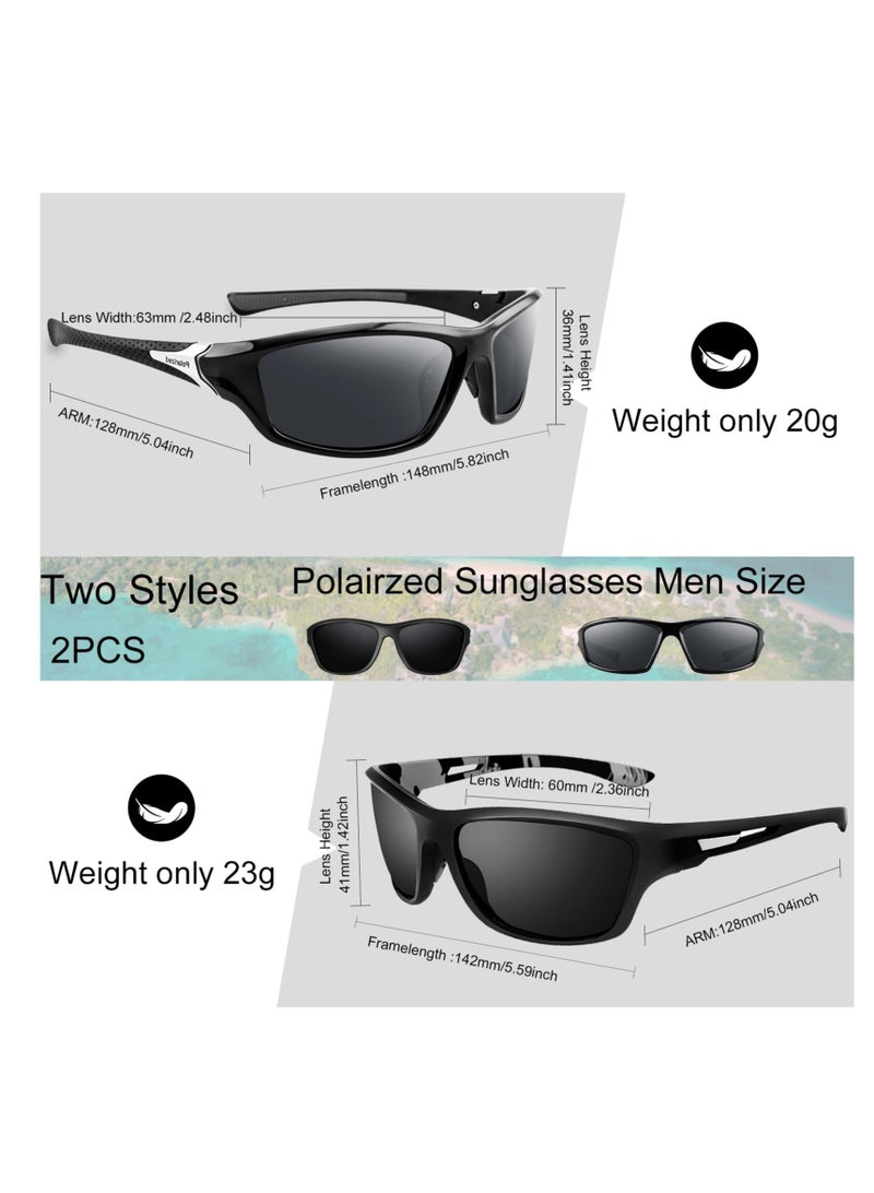 KASTWAVE 2 PCS 2 Style Polarized Sports Sunglasses, Sunglasses Cycling Running Fishing Goggles Unbreakable Frame, for Men, Sun Glasses Mixed Style UV Protection Fan Sports Sunglasses - Image 2