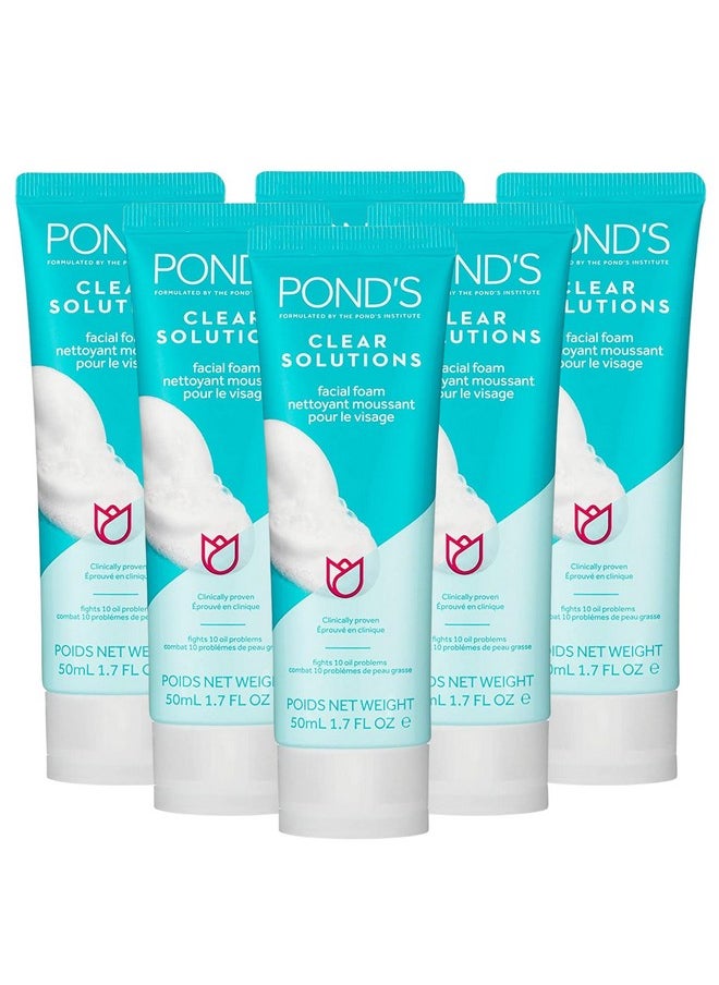 Pond's - Pond's Clear Solution, Foaming Face Wash, Removes Excess Oil, Face Cleanser, 6-Pack of 1.07 Fl Oz Each - Image 1