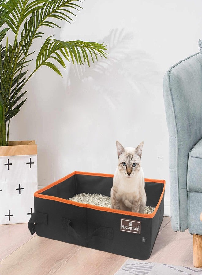 HiCaptain Portable Cat Travel Litter Box, Collapsible Cat Litter Carrier Tray, Waterproof Litter Box for Outdoor Fit Medium Cats and Kitties, Leak-Proof, Sturdy, Lightweight-Black - Image 5