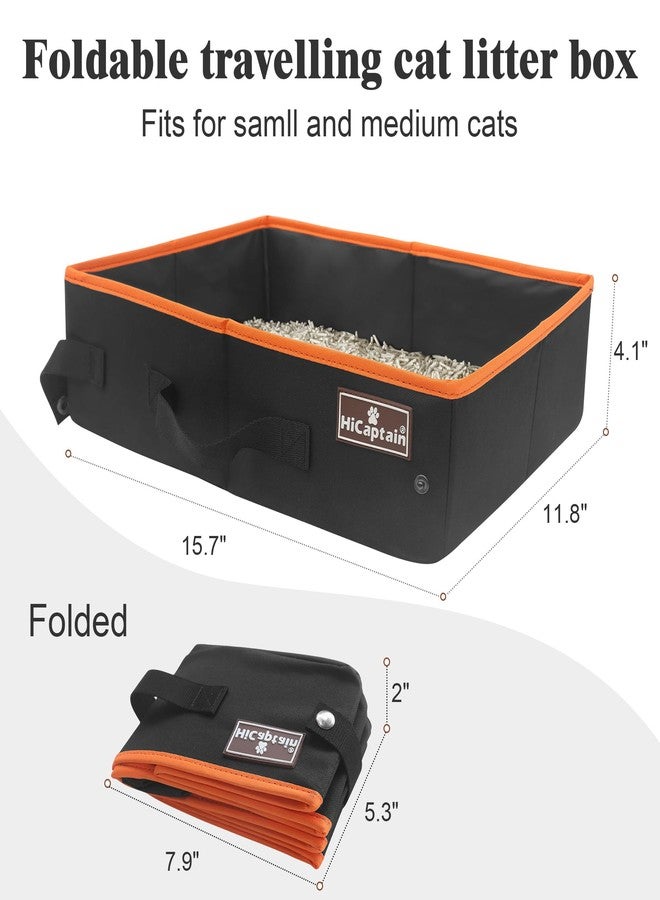 HiCaptain Portable Cat Travel Litter Box, Collapsible Cat Litter Carrier Tray, Waterproof Litter Box for Outdoor Fit Medium Cats and Kitties, Leak-Proof, Sturdy, Lightweight-Black - Image 2