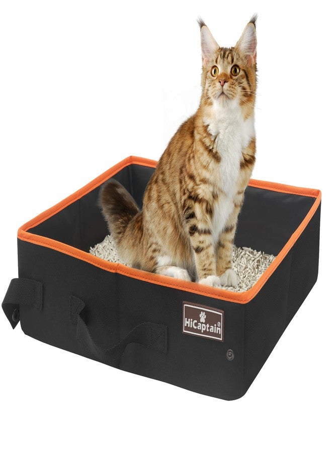 HiCaptain Portable Cat Travel Litter Box, Collapsible Cat Litter Carrier Tray, Waterproof Litter Box for Outdoor Fit Medium Cats and Kitties, Leak-Proof, Sturdy, Lightweight-Black - Image 1