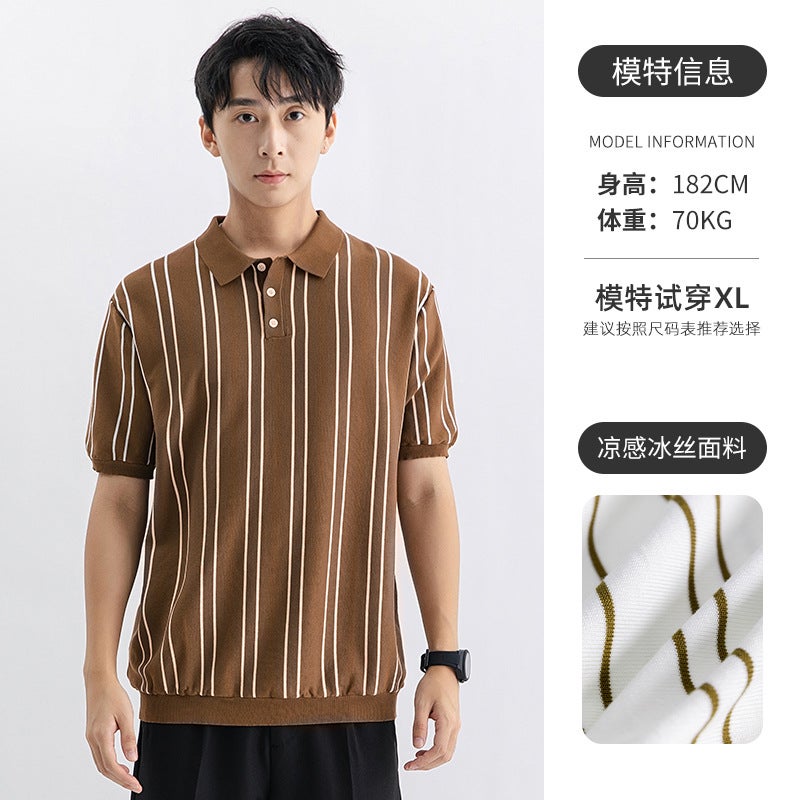 Men's Short Sleeve Polo Shirt Business Casual Knit T-Shirt - Image 4