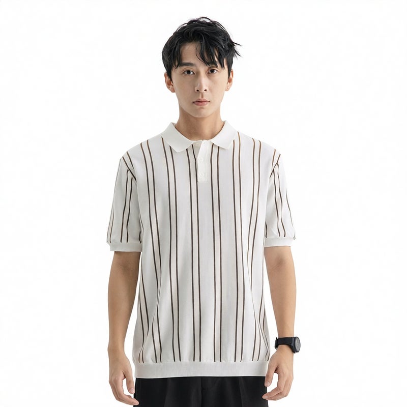 Men's Short Sleeve Polo Shirt Business Casual Knit T-Shirt - Image 1