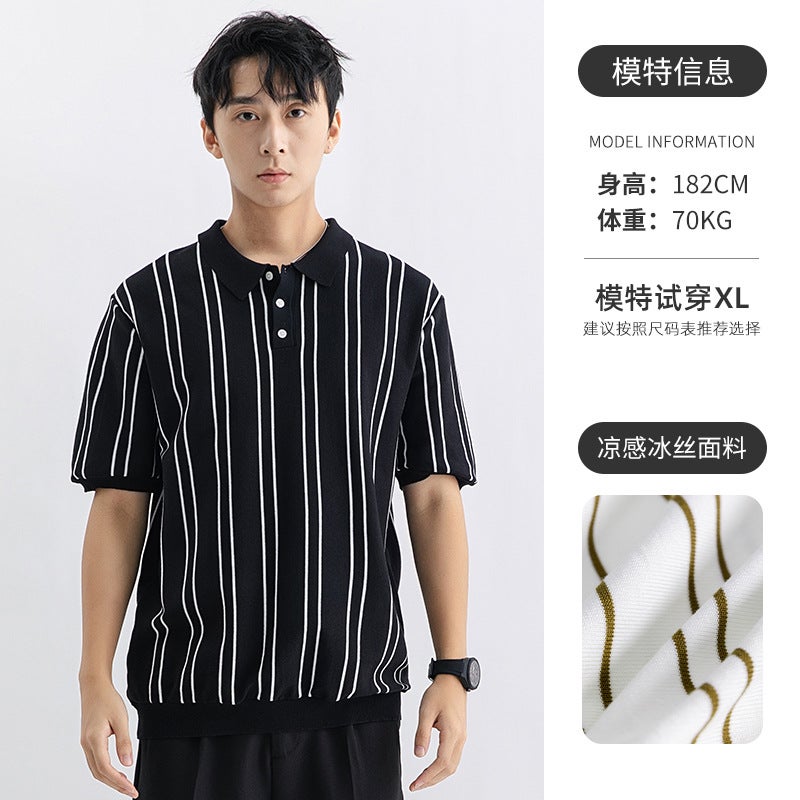 Men's Short Sleeve Polo Shirt Business Casual Knit T-Shirt - Image 2