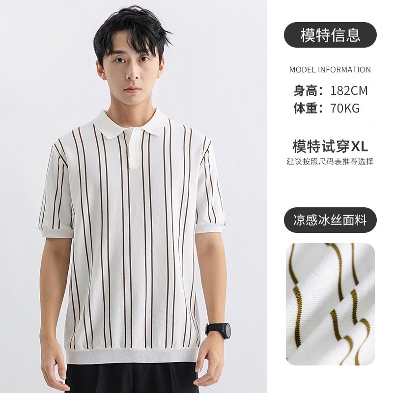 Men's Short Sleeve Polo Shirt Business Casual Knit T-Shirt - Image 3