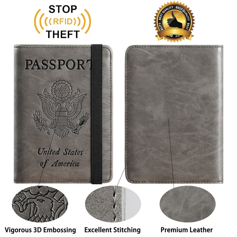 PASCACOO Passport Holder Cover Wallet Travel Essentials RFID Blocking Leather Card Case International Must Haves Travel Accessories for Women Men(101#Coffee Grey) - Image 2