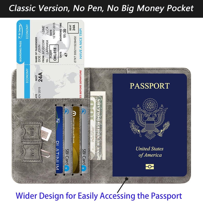 PASCACOO Passport Holder Cover Wallet Travel Essentials RFID Blocking Leather Card Case International Must Haves Travel Accessories for Women Men(101#Coffee Grey) - Image 3