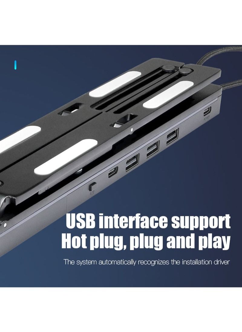 Flash Hawk - RGB Aluminum Laptop Stand with USB-A 3.0 and USB-C 2.0 Hub - Image 1