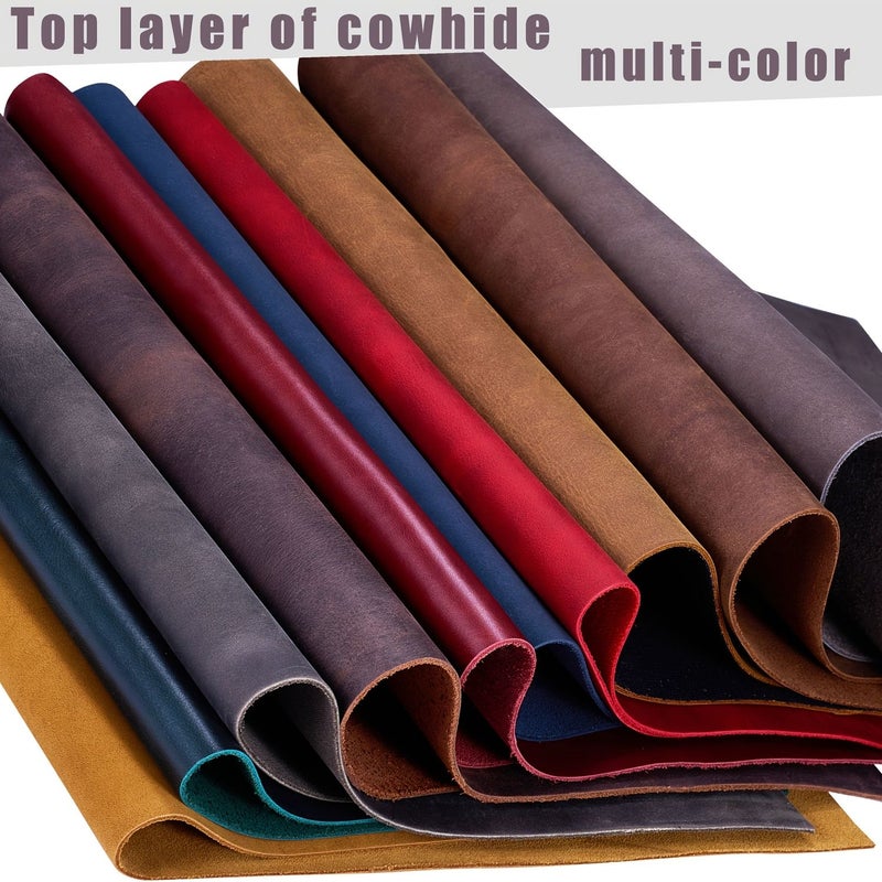 Genuine Full Grain Cowhide Leather Sheet 8x8 Inch Dark Ivory Craft Sewing - Image 1