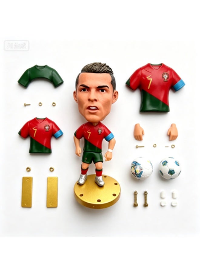 مجموعة مجسمات كريستيانو رونالدو لمنتخب البرتغال بتصميم Q-Version من PVC - قطعتان - Image 2