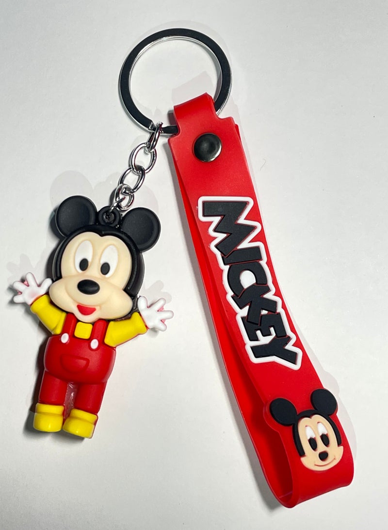Distinguished cartoon keychain cute accessory Mickey Mouse and Minnie Mouse keychain with ribbon that fits in the car purse and bag cute creative gift - Image 1