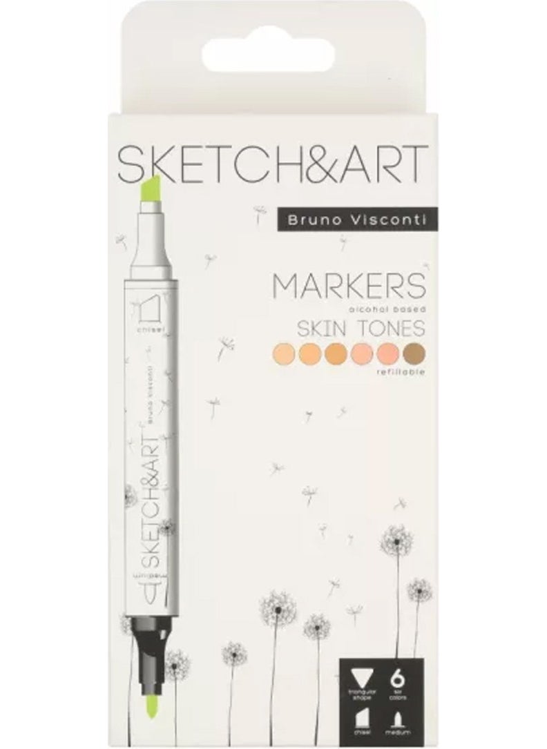 Bruno Visconti 'Sketch Art' Double Sided Markers 6 Color Portrait 