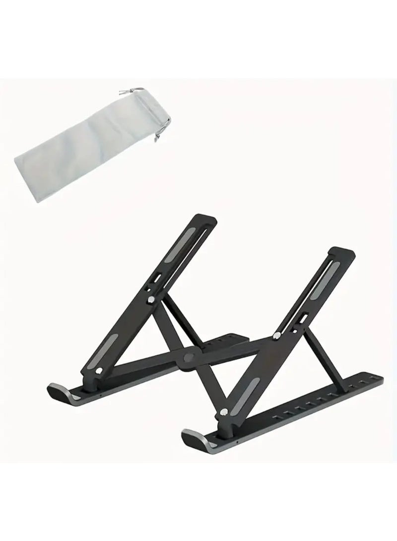 LDQ 1pc Adjustable Laptop Stand – Portable & Foldable Cooling Base, 10-Level Height Adjustment, Durable ABS Material, Compatible with Laptops & Tablets - Image 1