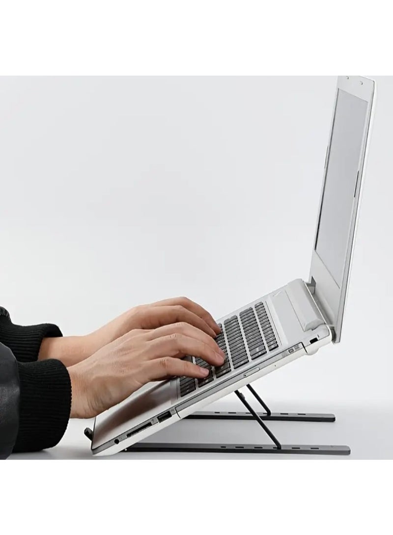 LDQ 1pc Adjustable Laptop Stand – Portable & Foldable Cooling Base, 10-Level Height Adjustment, Durable ABS Material, Compatible with Laptops & Tablets - Image 2