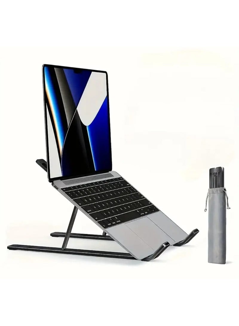 LDQ 1pc Adjustable Laptop Stand – Portable & Foldable Cooling Base, 10-Level Height Adjustment, Durable ABS Material, Compatible with Laptops & Tablets - Image 3