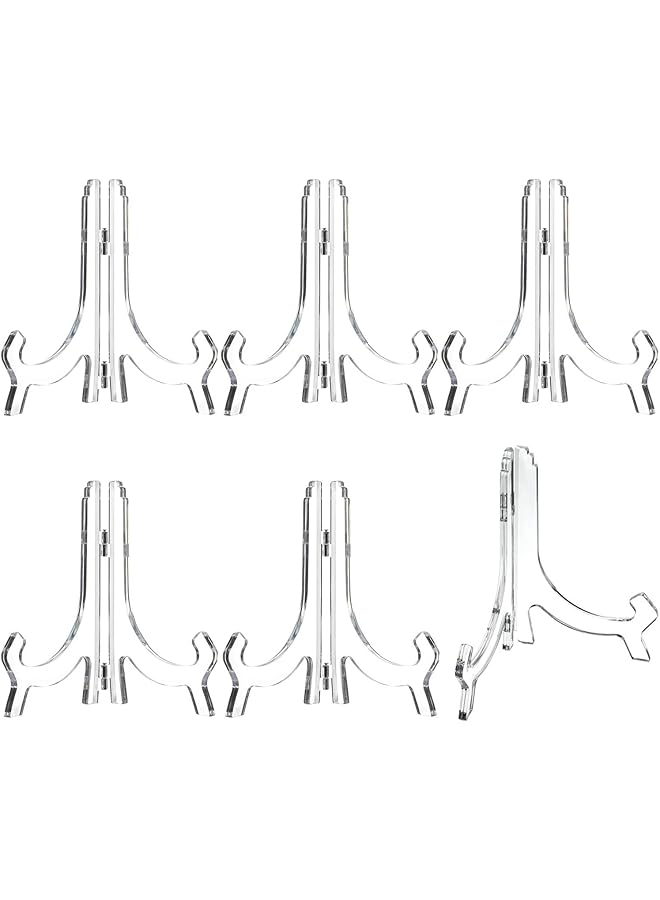 The Bros 6Pcs 7Inch Acrylic Easel Stand, Display Stand, Plate Stands for Display, Photo Holder Picture Frame Book Stand, Displays Decorative Plates, Artworks, Posters, Envelopes and Small Boards - Image 1