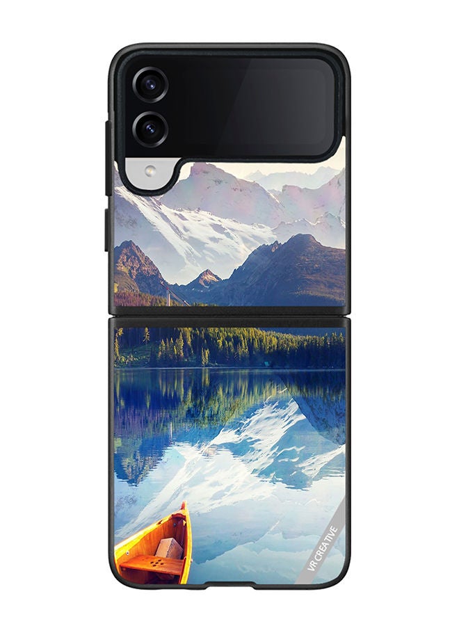 VR CREATIVE Protective Case Cover For Samsung Galaxy Z Flip4 Boat In River Scenery Design Multicolour - Image 1