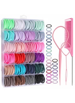 360PCS Hair Accessory Set Elastic Ponytail Holders Clear Organizer Box Rat Tail Comb 24 Colors for Kids Toddlers and Girls