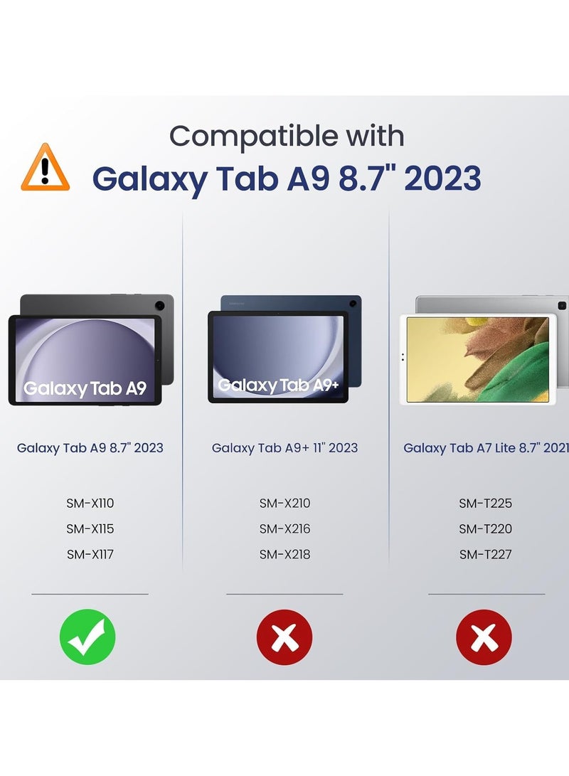 Cover for Samsung Galaxy Tab A9 8.7 inch case Soft Flexible Flip Case Cover with S Pen Holder for Samsung Galaxy Tab A9 8.7 inch with Auto Sleep Wake - Trifold Galaxy Tab A9 Black - Image 2