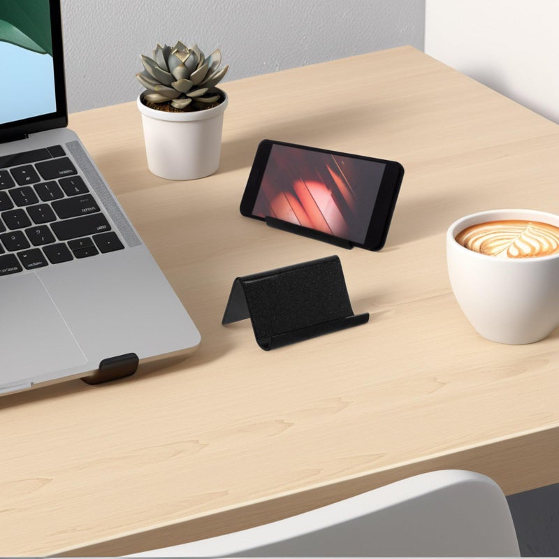 Black Glitter Acrylic Cell Phone Stand and Business Card Holder Portable Desk Organizer - Image 5