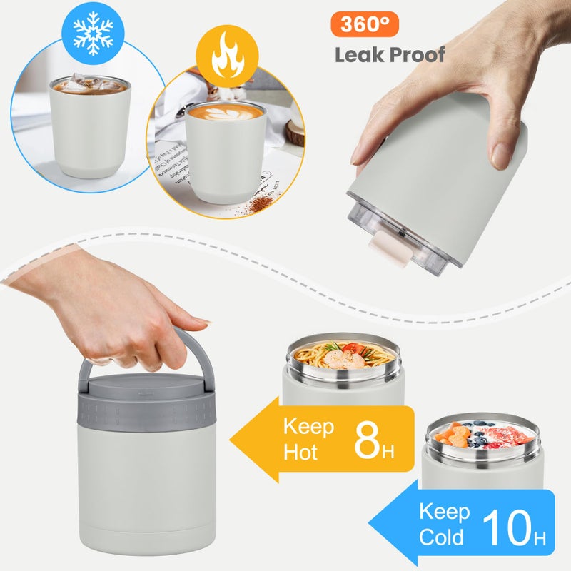HWONMTE Large Bento Lunch Box Set for Adults Kids Women with 10.5oz Soup Thermo,Coffee Tumblers Men Girls Boys Teenagers Leak-Proof Lunch Food Containers with Lunch Bag - Image 5