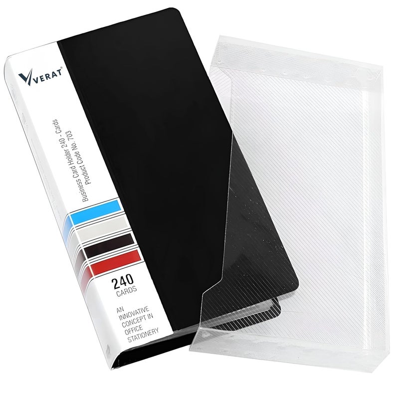 VERAT Business Card Holder, 120 Pockets for 240 Cards Business Card Holder | Debit/Credit/Business/Visiting Name ID Card Holder Card Organizer Professional Office Organizer (Black) - Image 1