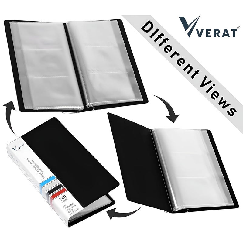 VERAT Business Card Holder, 120 Pockets for 240 Cards Business Card Holder | Debit/Credit/Business/Visiting Name ID Card Holder Card Organizer Professional Office Organizer (Black) - Image 4