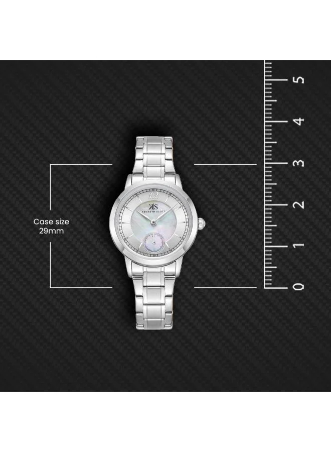 Kenneth Scott White Women's Stainless Steel Analog Watch K23538-SBSM - 29 mm for Women | Best Price UAE