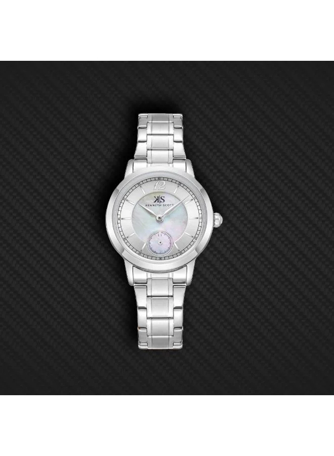 Kenneth Scott White Women's Stainless Steel Analog Watch K23538-SBSM - 29 mm for Women | Best Price UAE