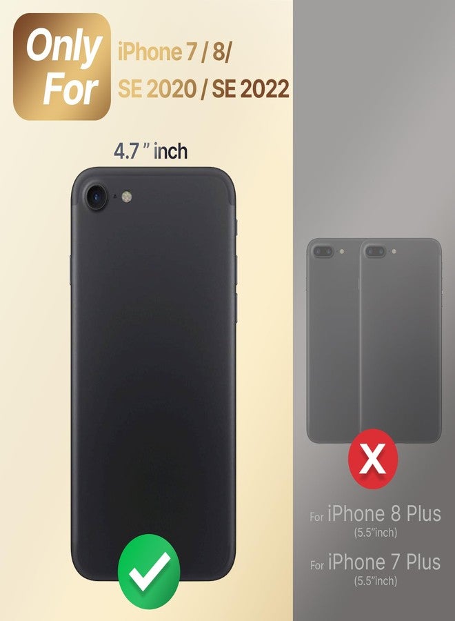 XYZ جراب XYZ لهاتف iPhone SE 2022 [الجيل الثالث]، SE 2020 [الجيل الثاني]، جراب هاتف iPhone 8/7 مع حامل حلقي مزدوج، جراب واقٍ فاخر بلينغ على شكل قلب لطيف للنساء والفتيات لهاتف iPhone 7/8/SE، أسود - Image 2