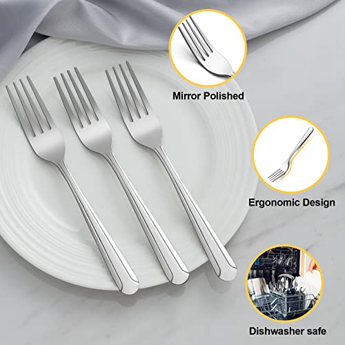 BEWOS 24 Pieces Dinner Forks Set, 8.2-Inch Stainless Steel Forks Silverware, Flatware Salad Forks for Home, Kitchen or Restaurant - Mirror Polished, Dishwasher Safe - Image 3