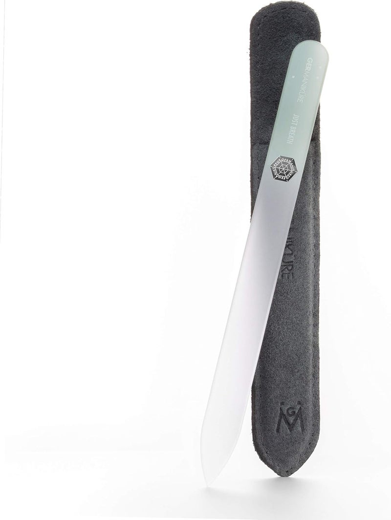 GERMANIKURE Glass Nail File in Suede Sleeve - Just Breathe - Professional Crystal Nail File for Natural Nails - Ideal Manicure & Pedicure Tool for Smooth, Easy Shaping - Nail Care Gift General standard crafted - Image 1
