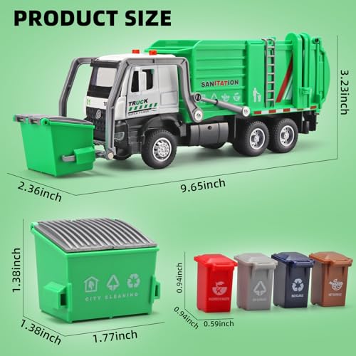 NOVAFUSION Garbage Truck Toys for BoysToy Garbage Truck Metal Diecast CabPull Back Garbage Truck with Lights and SoundsFront Loader Recycling Toy Garbage TrucksGarbage Truck Toys for Boys Age 47 - Image 5