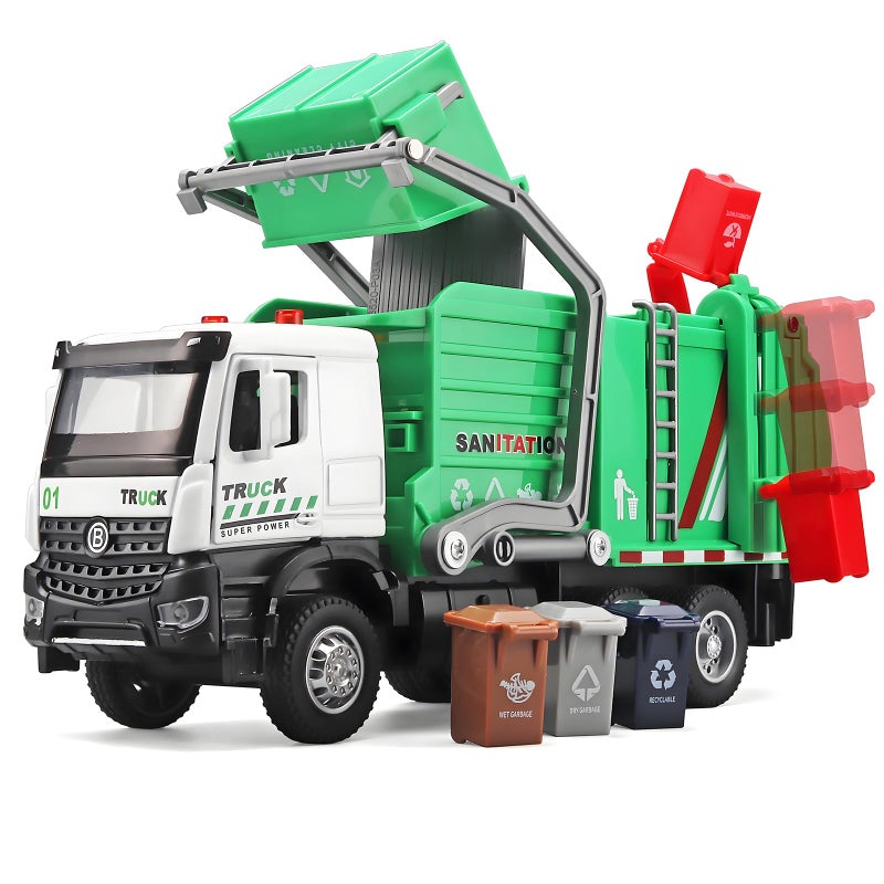NOVAFUSION Garbage Truck Toys for BoysToy Garbage Truck Metal Diecast CabPull Back Garbage Truck with Lights and SoundsFront Loader Recycling Toy Garbage TrucksGarbage Truck Toys for Boys Age 47 - Image 2