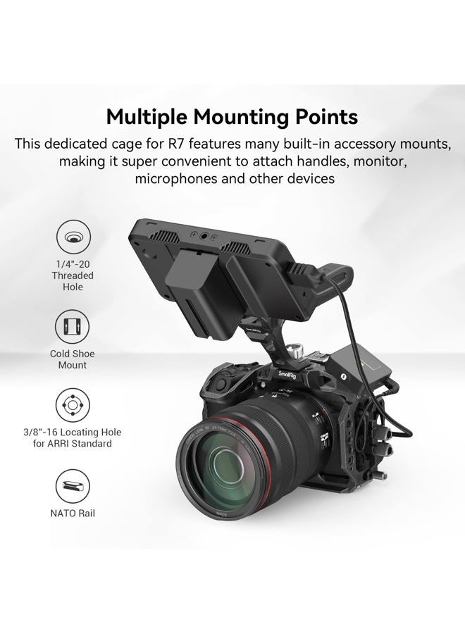 SmallRig R7 Cage for Canon R7, Aluminum Alloy R7 cage with Quick Release Plate for Arca Stand, Cold Shoe, NATO Rail and Threaded Holes, Formfitting Camera Cage Video Rig for Canon R7-4003 - Image 2