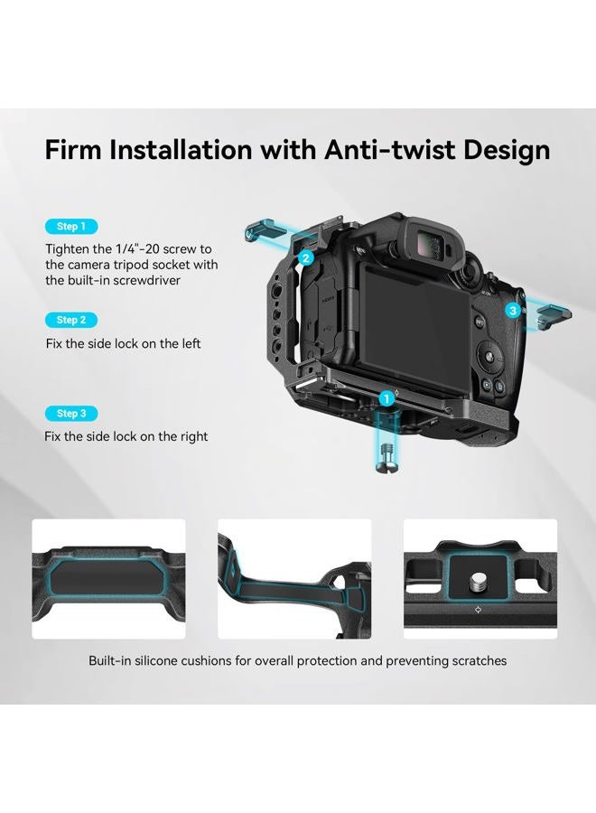 SmallRig R7 Cage for Canon R7, Aluminum Alloy R7 cage with Quick Release Plate for Arca Stand, Cold Shoe, NATO Rail and Threaded Holes, Formfitting Camera Cage Video Rig for Canon R7-4003 - Image 5