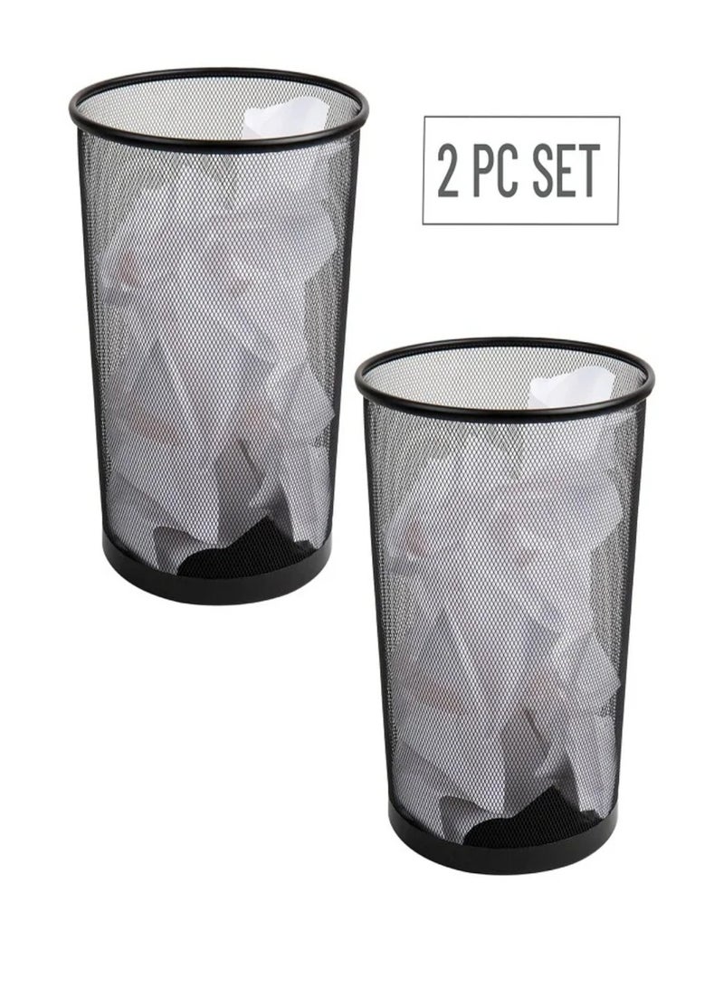 A set of two black metal mesh wastebaskets - Image 2