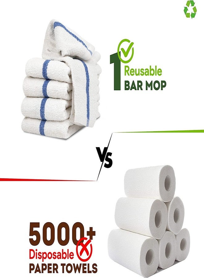 STF Linen Bar Mops Blue Stripe Pack of 60 Kitchen Towels 16x19 Multi-Purpose for Home, Restaurant and Cleaning White Absorbent Washcloth Dishcloths Sets, Reusable Dish, Cloths Rags - Image 2