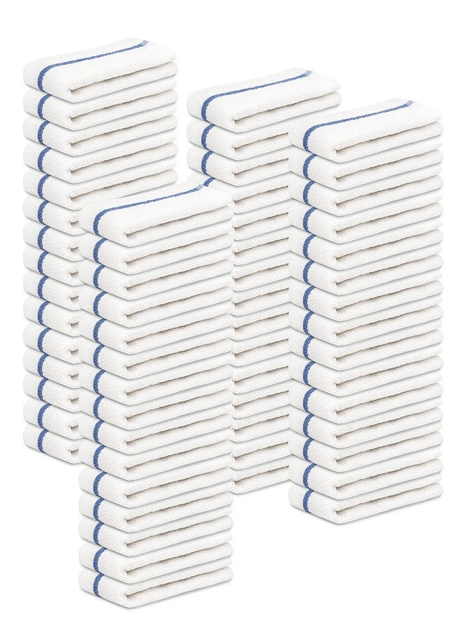 STF Linen Bar Mops Blue Stripe Pack of 60 Kitchen Towels 16x19 Multi-Purpose for Home, Restaurant and Cleaning White Absorbent Washcloth Dishcloths Sets, Reusable Dish, Cloths Rags - Image 1