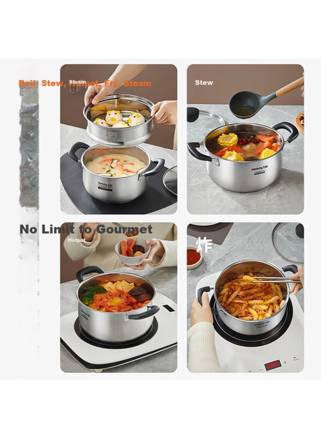 Joyoung Soup Pot, 316l Stainless Steel, Noodle Cooking Pot, Small Milk Pot, Baby Food Pot, Stew Pot, Soup Pot, 22cm Small Hot Pot, Ct534 - Image 3