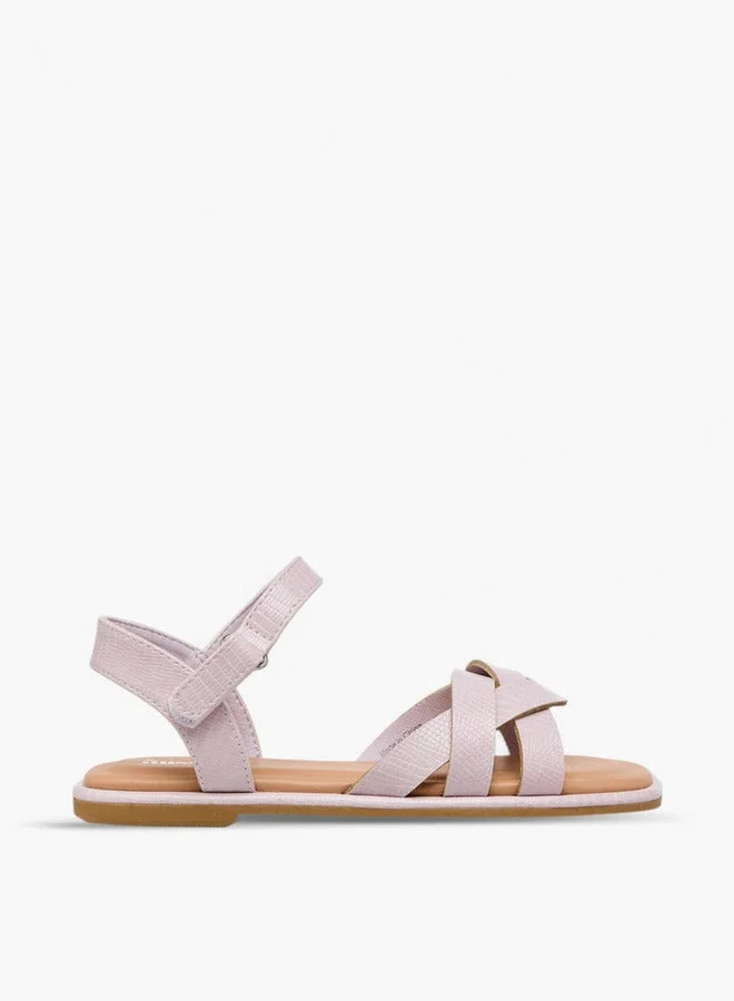 Little Missy Girls Strap Detail Sandals with Hook and Loop Closure