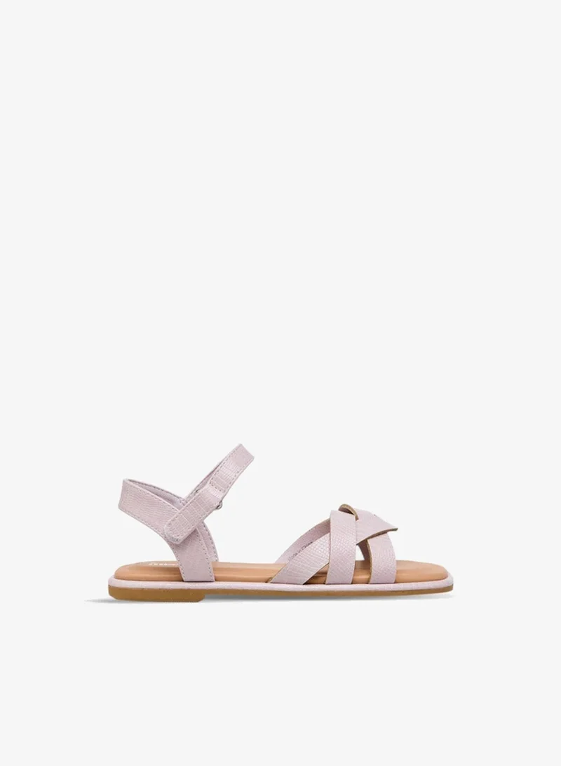 Little Missy Girls Strap Detail Sandals with Hook and Loop Closure