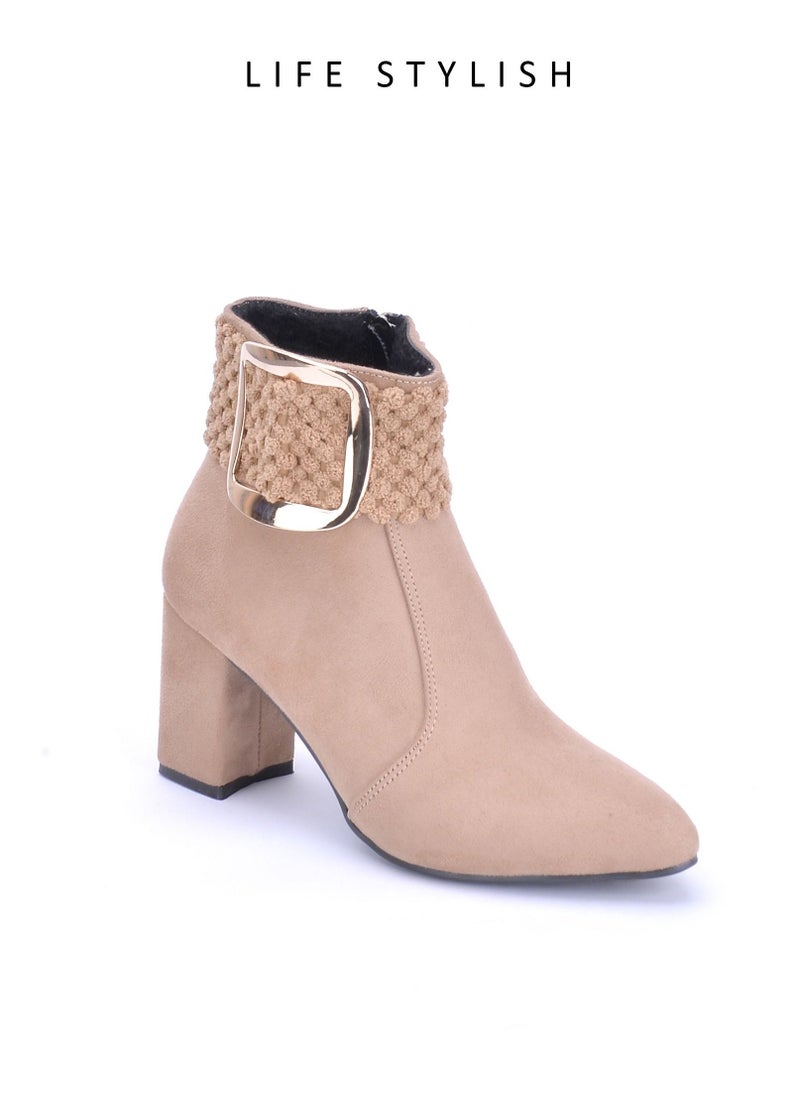 R-7 An Elegant Suede Heeled Boot By Buckle Strap - Coffee - pzsku/ZDFB04F4C324B7C726237Z/45/_/1734947788/b7a390be-38da-438d-8dd3-854848fdc81e