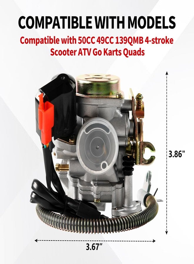 YDO GY6 Carburetor Compatible with 50CC 49CC 139QMB 4-stroke Scooter ATV Go Karts Quads PD18J Moped Carb - Image 3