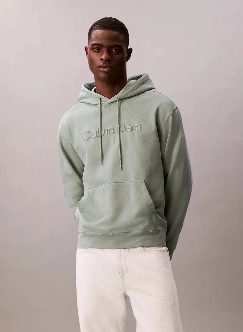 Textured Logo Terry Drawstring Hoody